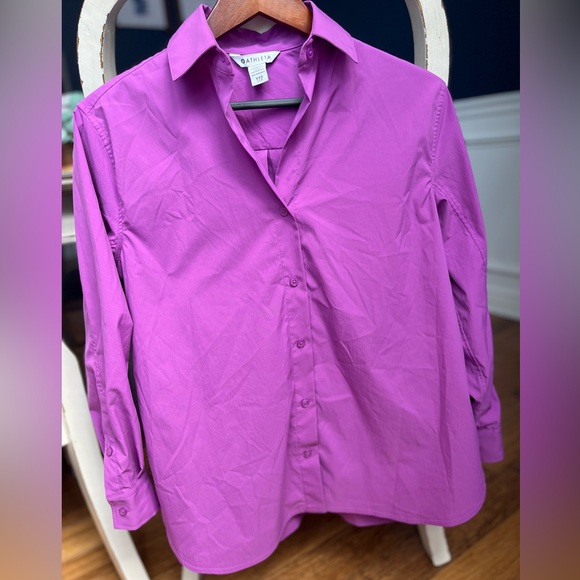 ATHLETA - Oversized Poplin Button-Up Blouse Top in Jazzy Purple size XXS - Picture 3 of 8